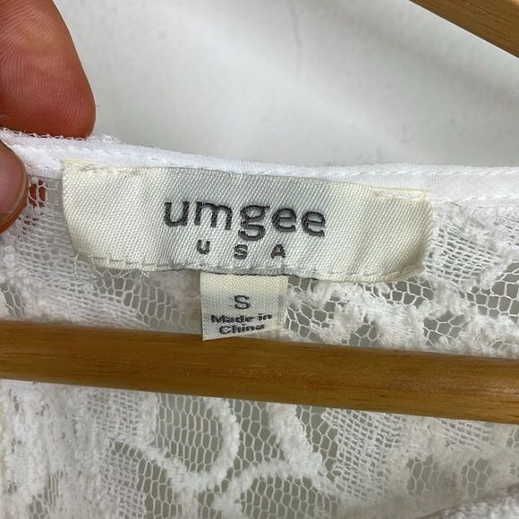 Umgee Lace Top Womens Scalloped Hem Boho Top size Small Ivory White - Picture 6 of 14